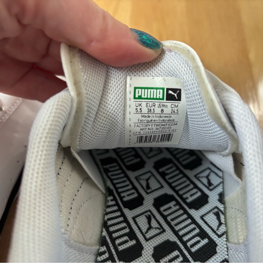 Puma White and Black Basket Bow Women's Sneakers - Picture 6 of 6